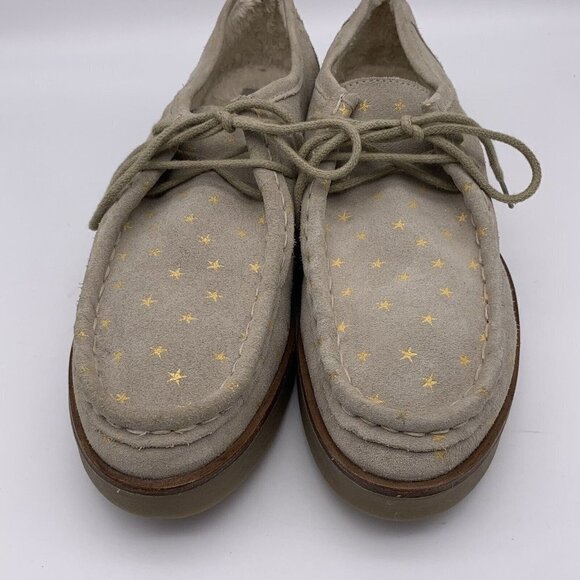 THE GREAT Scout Platform Loafers Taupe Star Print Shearling Lined Suede 10.5 - Picture 6 of 12